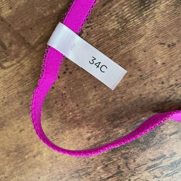 Ambrielle 34C Bra Raspberry Pink Sensual Stripe Plunge Push Up Padded Underwire - Picture 8 of 9